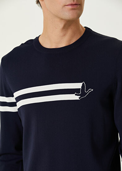 Beymen Club Navy Blue Logo Jacquard Sweater - 6