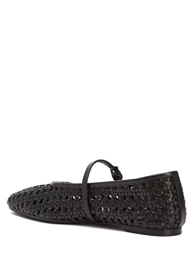 Beymen Club Black Knitted Leather Ballet Flats - 3