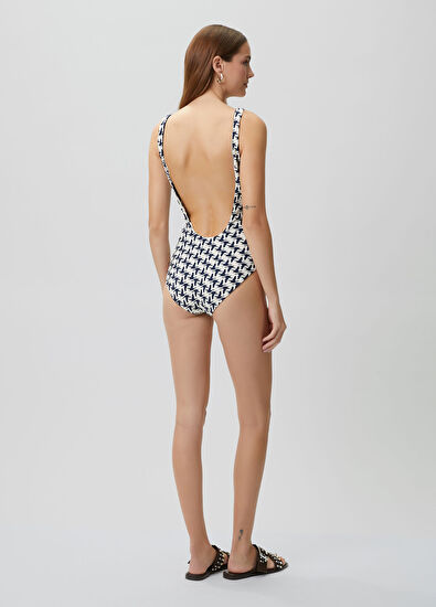 Beymen Club Navy Blue White Reversible Swimsuit - 5