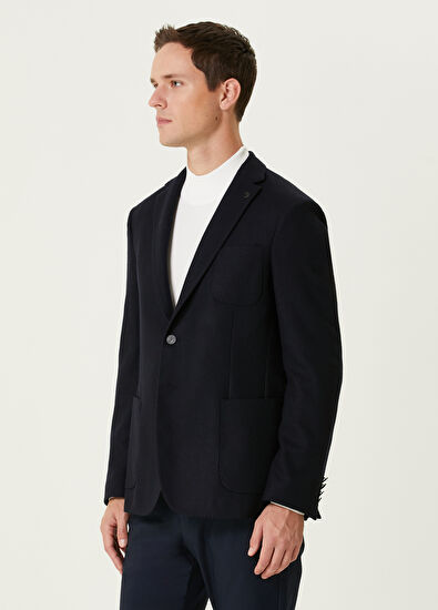 Beymen Club Koyu Lacivert Yün Kaşe Blazer - 4