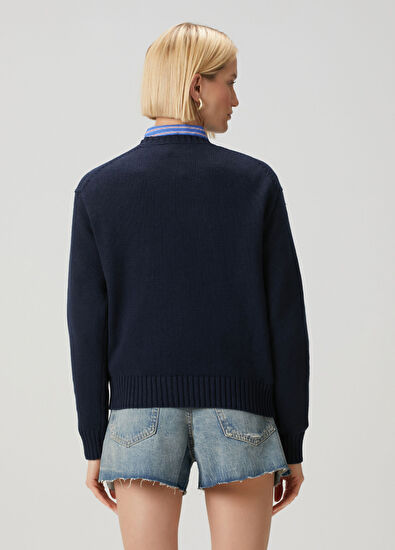 Polo Bear Relaxed Fit Lacivert Kazak - Görsel 6