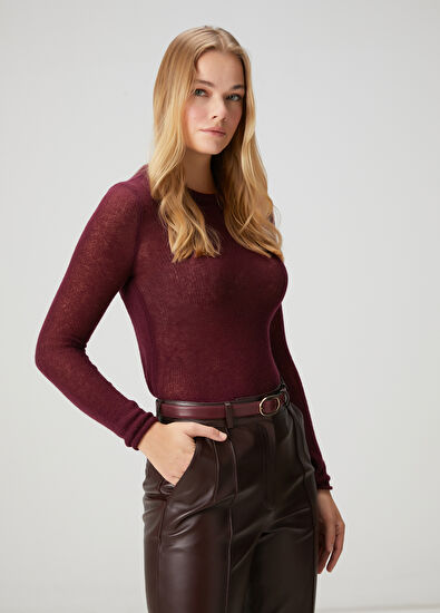 Beymen Club Bordo İnce Kaşmir Basic Kazak - 5