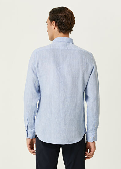 Beymen Club Comfort Fit Açık Mavi Keten Gömlek - 3