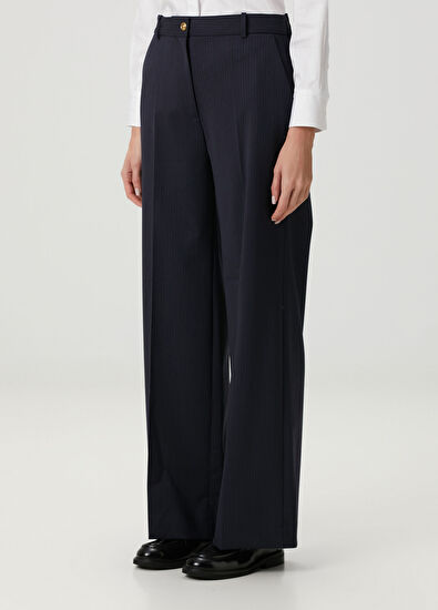 Sandro Theaneau Lacivert Çizgili Yün Pantolon - 3