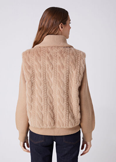 Beymen Club Camel Cable Knit Jacket - 5