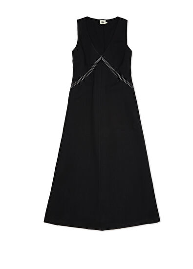 Beymen Club Siyah Zincir Detaylı Midi Evaze Jersey Elbise - 7