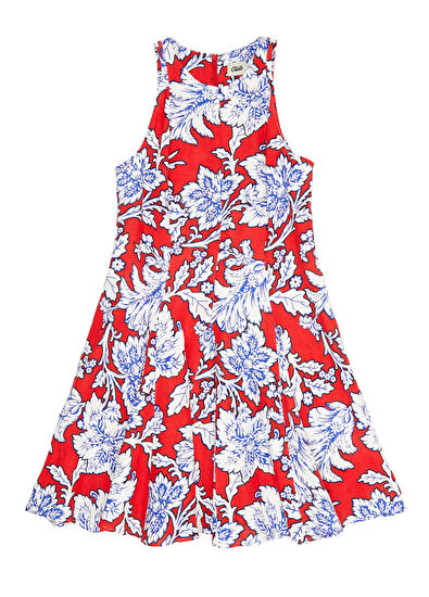 Beymen Club Kırmızı Çiçek Desenli Mini Keten Elbise - 7