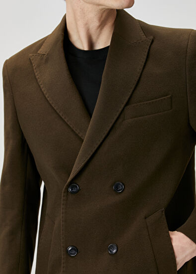 Beymen Club Khaki Double-Breasted Coat - 5