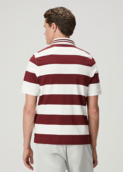 Beymen Club Burgundy Polo Striped Oversized T-Shirt - 5