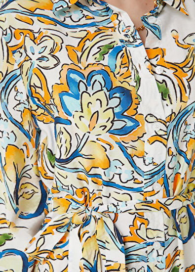 Beymen Club Ekru Desenli Mini Gömlek Elbise - 5