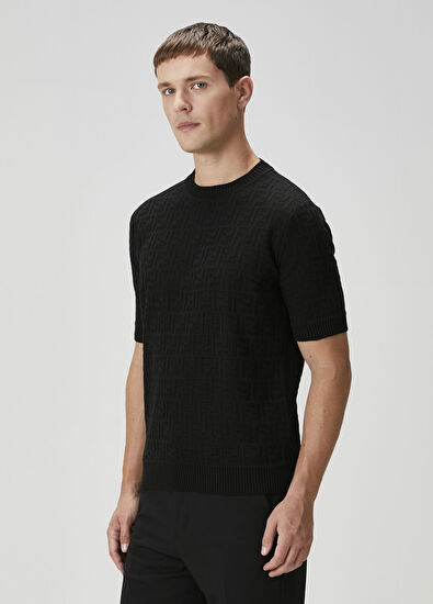 Fendi Black Logo Motif Short Sleeve Sweater - 3