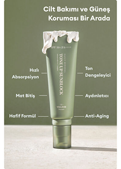 Village 11 Factory Daily Mineral Tone Up Sunblock SPF50+ PA++++ Ton Eşitleyici Vegan Güneş Kremi 50 ml - 5