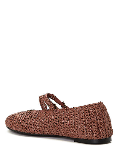 Beymen Club Mary Jane Dried Rose Raffia Ballet Flats - 3