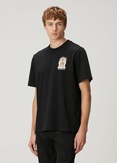 Casablanca Siyah Organik Pamuk T-shirt - 3