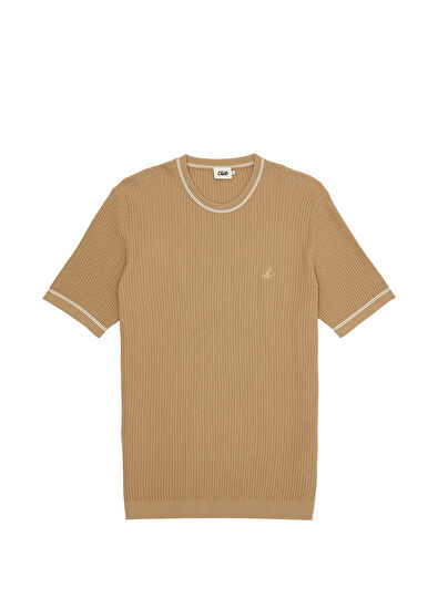 Beymen Club Beige Herringbone Short Sleeve Sweater - 7