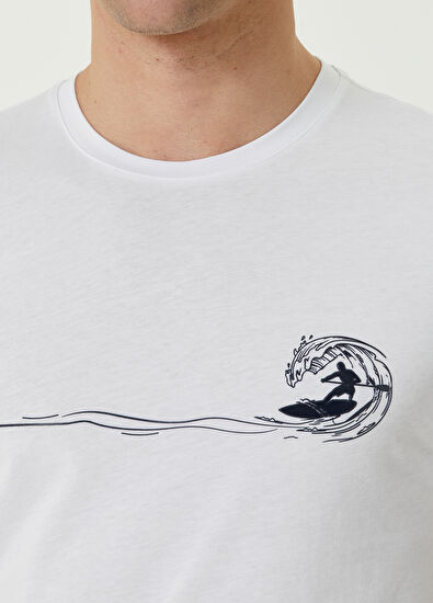 Beymen Club White Surfing Man Printed T-shirt - 5