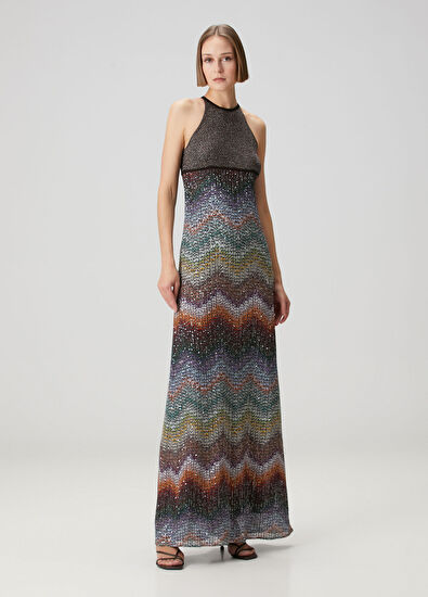 Missoni Halter Neck Sequined Maxi Evening Dress - 3