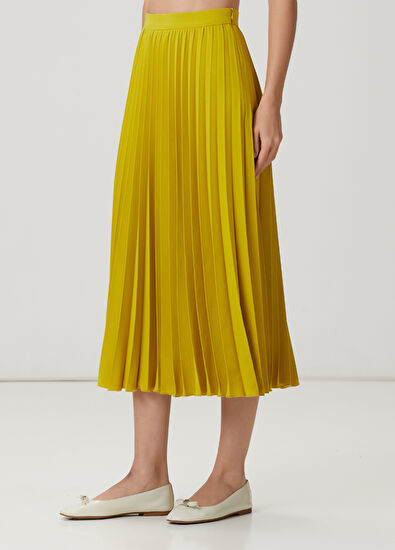 Beymen Club Yağ Yeşili Plisoleil Midi Krep Etek - 3