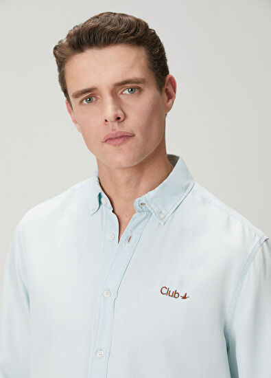 Beymen Club Comfort Fit Light Blue Lyocell Jean Shirt - 6