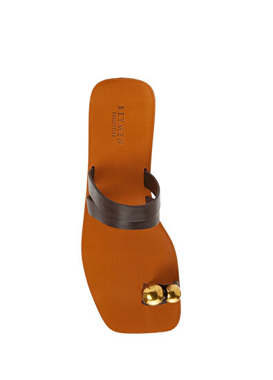 Beymen Collection Kahverengi Kadın Deri Terlik - 4