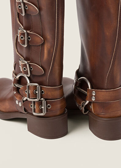 Miu Miu Deri Kahverengi Kadın Çizme - 3