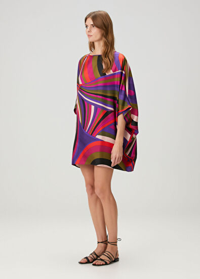 Pucci Purple Patterned Short Silk Caftan - 3