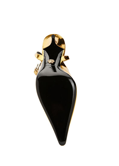 Versace Gold Deri Topuklu Ayakkabı - 5