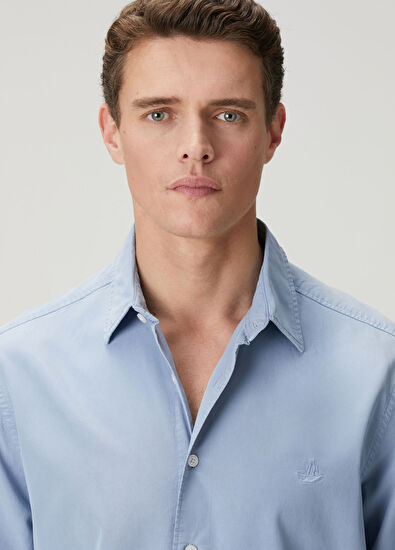 Beymen Club Mavi Parça Boya Comfort Fit Gömlek - 6