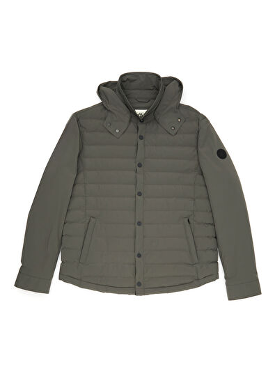 Beymen Club Haki Kapüşonlu Kapitoneli Mont - 7