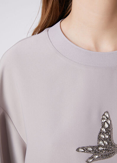 Beymen Club Grey Embroidered Logo Crepe Blouse - 7