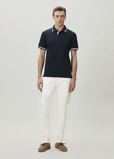 Beymen Club Lacivert Slim Fit Verev Çizgili Pike Polo T-shirt - 3