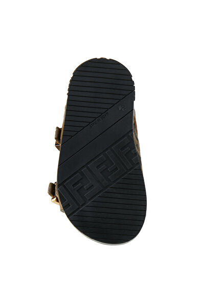 Fendi Brown Logo Detailed Kids Leather Sandals - 5