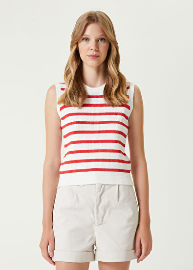 Beymen Club Red White Striped Knit Tank Top - 3