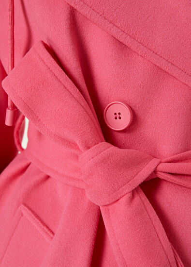 Beymen Club Fuşya Kapüşonlu Kruvaze Kaşe Pardösü - 5