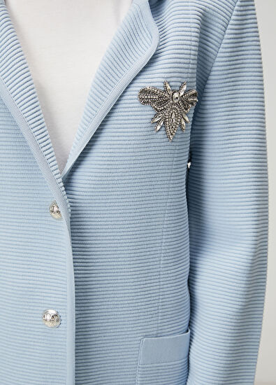 Beymen Club Light Blue Ottoman Textured Knit Jacket - 5