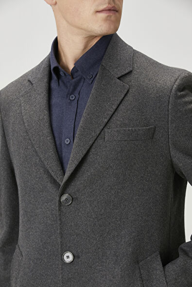 Beymen Club Gri Yün Kaşe Palto - 5