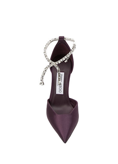 Jimmy Choo Stevie Purple Stone Embellished Satin High Heel Sh - 4