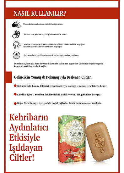 Nesti Dante With Love and Care De Ambra Papaver Gelincik Vegan Bakım Sabunu 250 gr - 4