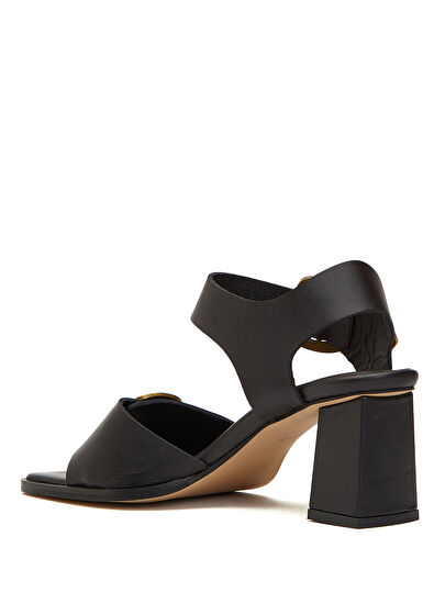 Beymen Club Siyah Amorf Tokalı Topuklu Deri Sandalet - 3