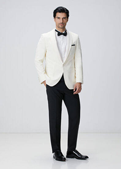 Network Off-White Wool Tuxedo Jacket - 3