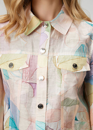 Beymen Club Floral Linen Trucker Jacket - 7