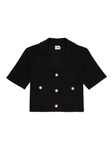 Beymen Club Siyah Crop Triko Ceket - 7