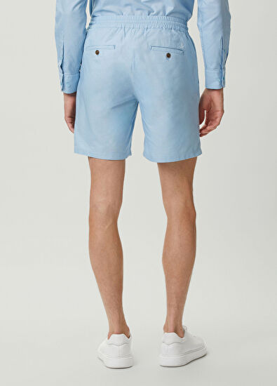 Beymen Club Light Blue Piece Paint Elastic Waist Oxford Shorts - 3