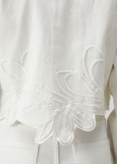 Beymen Club Off-White Bead Embroidered Denim Jacket - 7