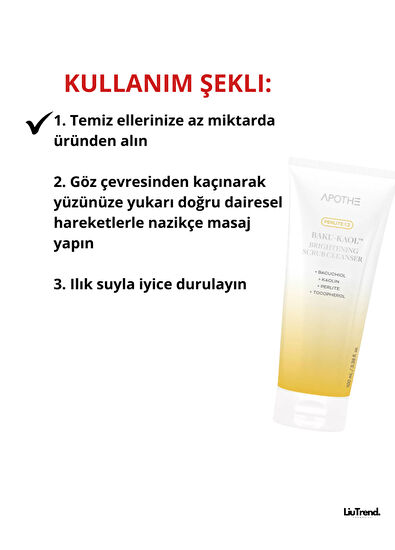 Apothe Baku-Kaol™ Brightening Scrub Cleanser Gözenek Görünümünü Arındırmaya Yardımcı Aydınlatıcı Temizleme Köpüğü 100 ml - 5