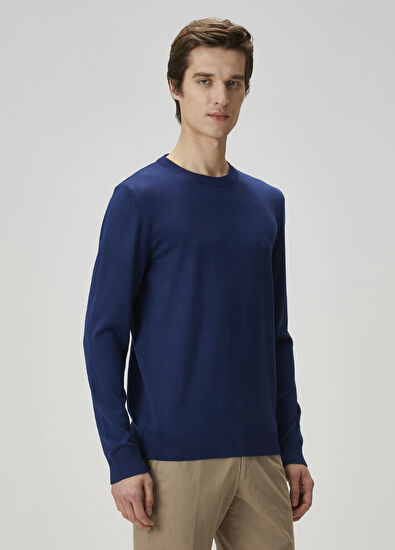 Beymen Club Koyu Mavi Logo Nakışlı Triko - 3