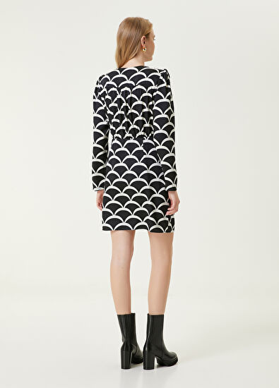 Beymen Club Siyah Beyaz Desenli Mini Anvelop Elbise - 6