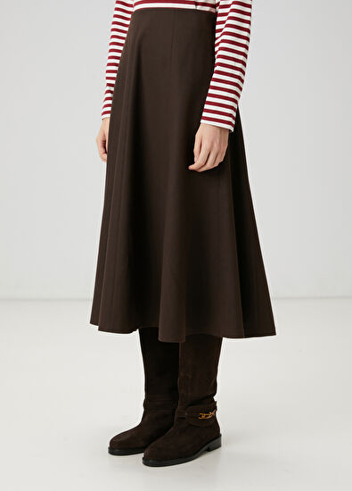 Beymen Club Kahverengi Midi Kloş Etek - 3
