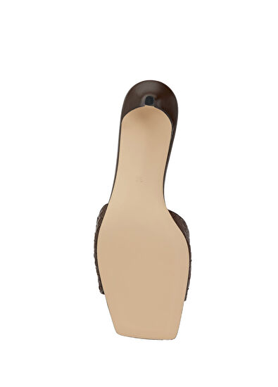 Beymen Club Brown Knitted Textured Women's Leather Slippers - 5