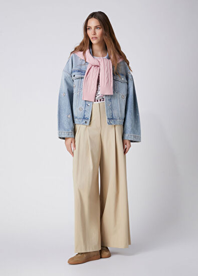 Beymen Club Mavi Serpme Taşlı Denim Ceket - 4